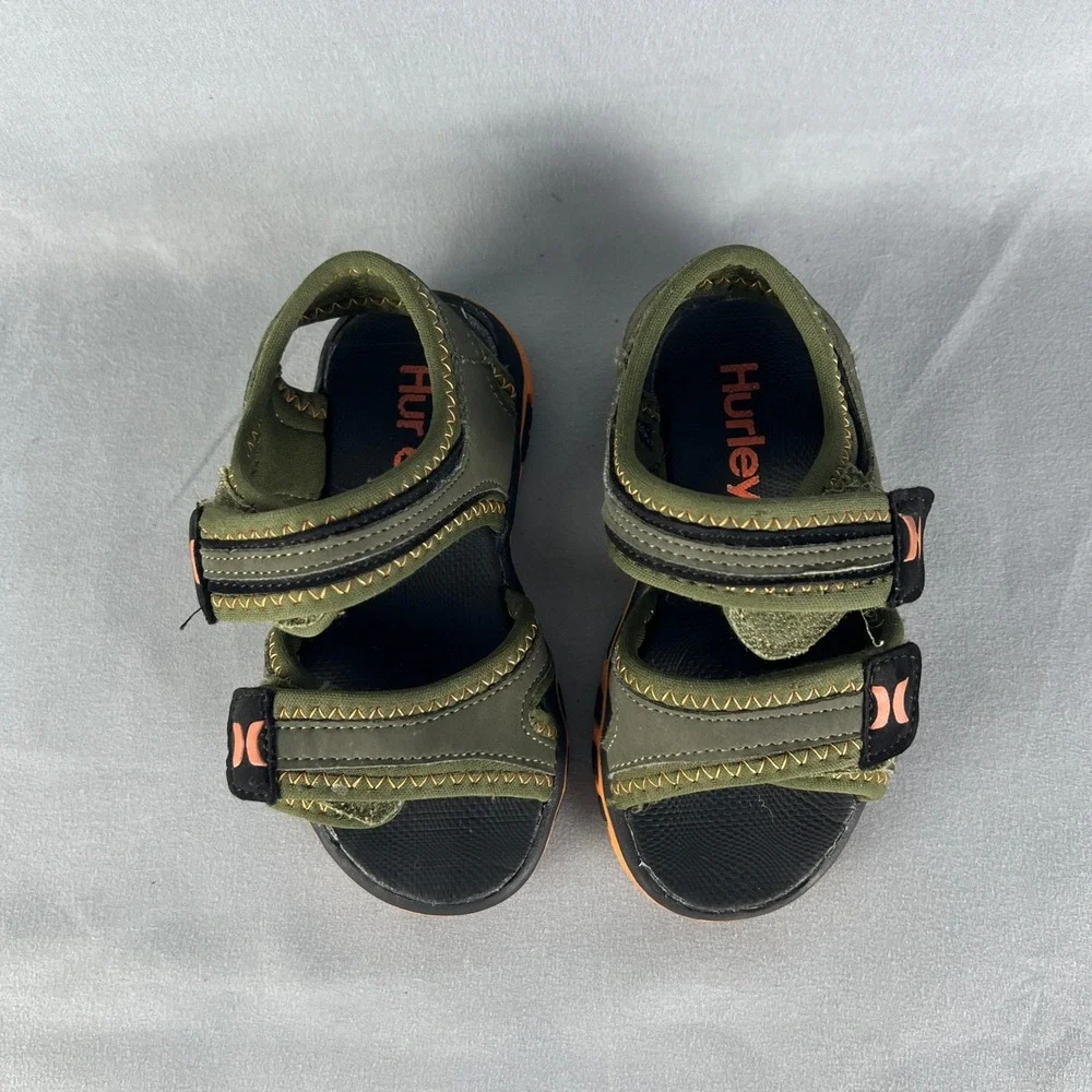Hurley Loni Water Shoes Toddler's 7 Green Black Comfort Adjustable Hook & Loop